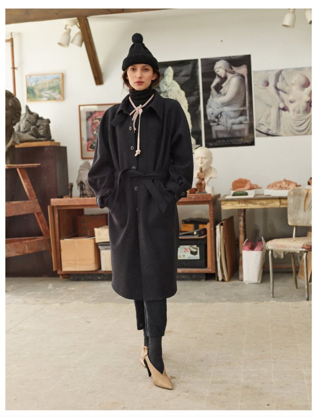 NWT Misha & Puff Saville Trench, carbon, M/L